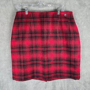 Talbots 100% Wool Womens Skirt‎ Plaid Red Holiday Short Christmas Preppy School